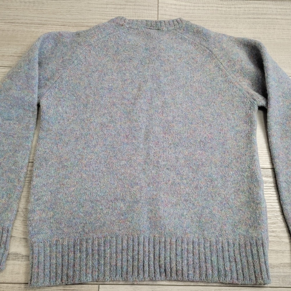 🐑Vintage Lands End Sweater Men M Blue Gray Shetland Wool Crewneck Made England - Picture 7 of 11